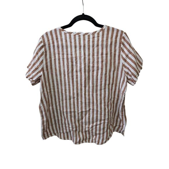 Artisan NY 100% Linen Striped Blouse Women's Size Medium - Picture 2 of 5